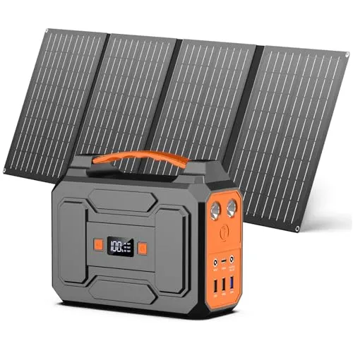 Powkey Powerstation mit Solarpanel 99Wh/27000mAh - Tragbare Powerstation mit 40W Solarpanel, ideal für Camping und Outdoor-Aktivitäten. Mit 6 Ladeanschlüssen und Sicherheitsfunktionen für sorgenfreies Laden unterwegs.