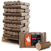 HEIZFUXX Holzbriketts Nestro XL Red, 300 kg - Brennstoffe, 300 kg auf Einwegpalette, ideal für effizientes Heizen und umweltfreundliche Wärmeversorgung.