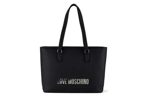 Love Moschino Bold Love Shopper Tasche 38 cm schwarz TAS057607 - Elegante Shoppertasche aus strapazierfähigem Polyurethan, ideal für stilbewusste Frauen. Mit praktischem Reißverschluss und vielseitigem Umhängeriemen für verschiedene Tragemöglichkeiten.