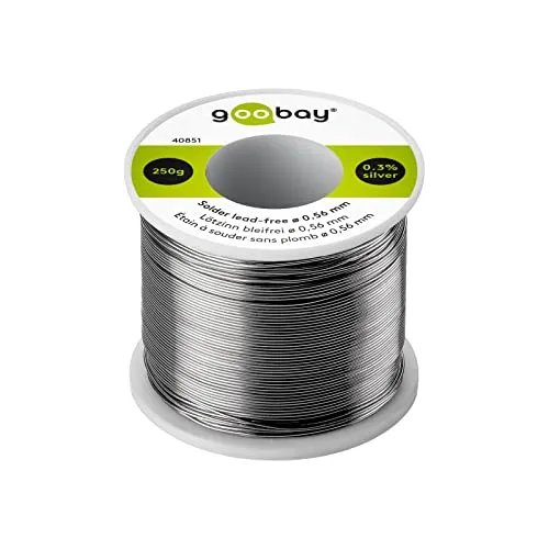 Goobay 40851 Lötzinn bleifrei 0,56mm - 250g bleifreies Lötzinn mit 0,3% Silber für hohe Leitfähigkeit; ideal für Reparaturen von Elektronikgeräten, ohne Reinigung der Lötstellen nötig.
