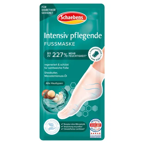 Schaebens Intensiv pflegende Fußmaske (2 Socken für 1 Anwendung) regeneriert & schützt mit Sheabutter, Macadamainuss-Öl für alle Hauttypen