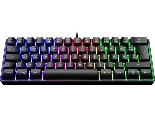 ISY IGK-3500 Mini Gaming Tastatur - Kabelgebundene Gaming Tastatur mit Rubberdome-Technologie, kompakt und ideal für Gamer, die Platz sparen möchten.