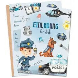 MeinBaby123® Einladungskarten Kindergeburtstag inkl. 10 Umschläge, Kindergeburtstag Jungs und Mädchen, Geburtstagseinladungen Kinder blau