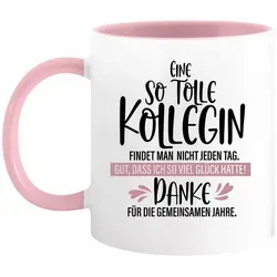 Camolo Tasse Keramik mit Spruch zum Abschied einer Kollegin, Keramik rosa