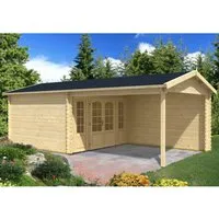 Alpholz Gartenhaus Freiburg-44 ISO, BxT: 755x399 cm - Gartenhaus mit 44 mm Wandstärke, ideal als Rückzugsort oder geschützte Terrasse, inklusive werkseitiger Imprägnierung für optimalen Schutz vor Schimmel und Schädlingen.