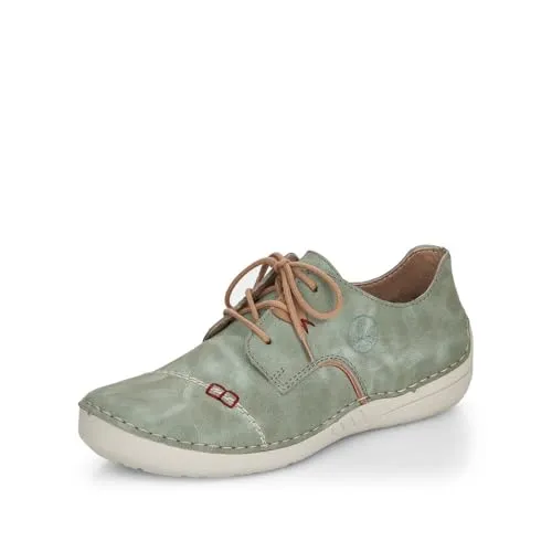 Rieker Damen Low-Top Sneaker 52528 - Damen-Sneaker mit flachem Absatz und bequemer PU-Sohle, ideal für Alltag und Freizeit. Der grüne Kunstleder-Look sorgt für einen frischen Akzent in jedem Outfit.