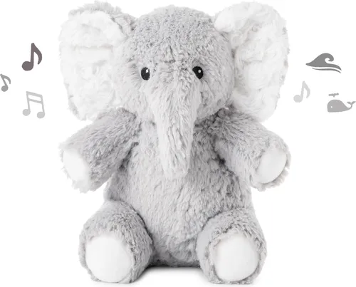 Cloud b Elliot Elefant Soundmaschine - Baby Einschlafhilfe mit 8 beruhigenden Klängen, einstellbarer Lautstärke und automatischer Abschaltung für ruhigen Schlaf unterwegs.