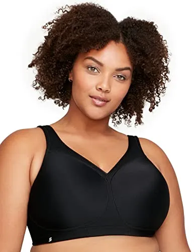 Glamorise Damen 1006 Sports Bra, Schwarz, 75H - Funktionsunterwäsche für optimalen Halt, mit weicher Haptik und klassischem Look für maximalen Komfort beim Sport.