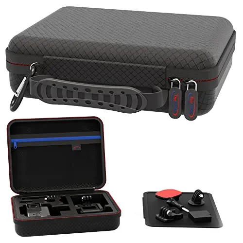DigiCharge Tragetasche Tasche für Action Kameras Gopro Hero13 Hero12 Hero11 Hero10 / DJI Osmo Action 5 4 / Insta360 One/Akaso/Hero 13 12 10 9 8 7 6 Apeman, und Zubehör, (22x17x6cm) (M,Schwarz)
