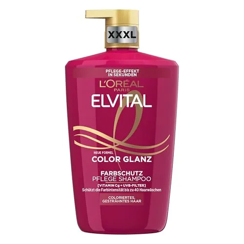 L'Oréal Paris Elvital XXXL Farbschutz Shampoo 1000 ml - Shampoo für coloriertes Haar mit UV-Filter und Pfingstrosen-Extrakt, schützt die Haarfarbe und sorgt für langanhaltenden Farbglanz.