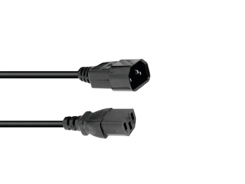 OMNITRONIC Kaltgeräte Verlängerung 3x1,5 10m Schwarz - Netzkabel für Geräte mit Kaltgerätestecker, 10 m Länge für flexible Anwendungen, sicher und robust für den täglichen Einsatz.