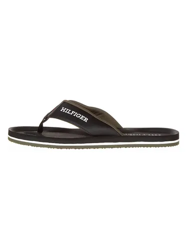 Zehentrenner TOMMY HILFIGER "PADDED COMFORT HILFIGER B SANDAL", Herren, Gr. 40, schwarz, Lederimitat, Textil, casual, Schuhe, Sommerschuh, Schlappen, Badeschuh mit Logoschriftzug