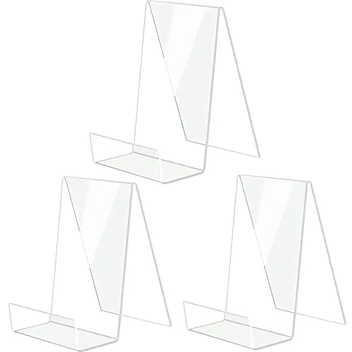 Aieraczy Buchständer, 3 Stück Buchaufsteller, Buchhalter, Durchsichtige Acryl Bücherständer, Buch ständer, Buchstütze Prospektständer für Büchern Fotos Bilderalben Bilderbücher