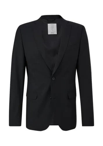 s.Oliver Herren 2149088 Business-Anzug Jacke, Slim Fit, Schwarz - Elegante Anzugjacke für Herren, Slim Fit Passform mit Reverskragen und Knopfleiste, ideal für Business-Anlässe und formelle Events.