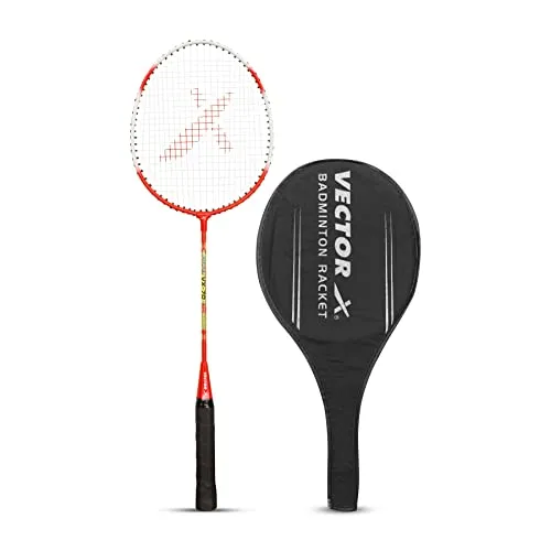 Vector X Badminton Racket | Color: Red | Size: 3 7/8 inches | for Men & Boys | Material: Aluminium | Best for Professional Athletes Training and Competition, Playing Outdoor, Backyards