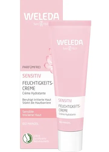 Weleda Mandel Sensitiv Gesichtscreme 30ml - Tagespflege für empfindliche Haut, mit beruhigender Mandelöl-Formel für intensive Feuchtigkeit und Schutz.