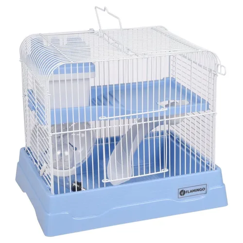 Flamingo Kleintierkäfig Dinky blau für Hamster - Käfige für Kleintiere, stilvoller blauer Käfig mit optimaler Belüftung und ausreichend Platz für glückliche Hamster.