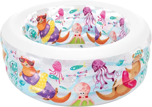 Intex 56475NP - Aufblasbares Familien-Schwimmcenter, 90 x 90 x 26 Zoll, mit 4 Sitzplätzen und Getränkehaltern für ultimativen Komfort