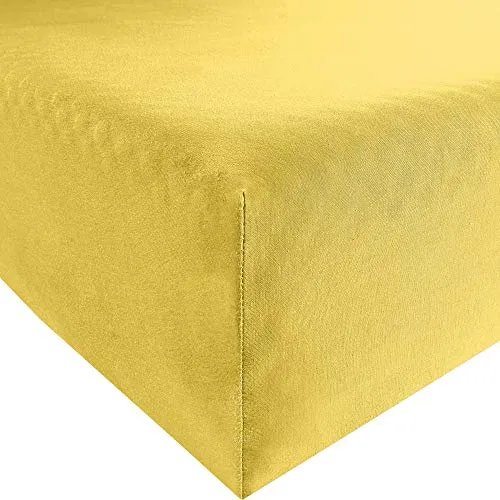 Erwin Müller Spannbettlaken Freising - Dehnbar & Antipilling - Gelb 80x200 cm - Erwin Müller Spannbettlaken aus Elasthan-Jersey, ideal für eine perfekte Passform. Bügelfrei und mit Antipilling-Ausrüstung für langlebigen Komfort. Ideal für Matratzen bis 25 cm Höhe!