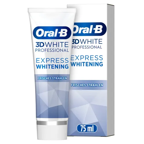 Oral-B 3D White Express Frisches Strahlen Zahncreme, 75ml - Die Oral-B 3D White Express Zahncreme sorgt für ein frisches Strahlen und helle Zähne. Mit kühler Minze für ein erfrischendes Mundgefühl – ideal für die tägliche Zahnpflege.