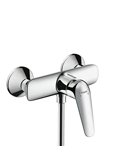 hansgrohe Duscharmatur Novus - Aufputz Duschmischer in Chrom - Moderne Badarmatur mit elegantem Design, inklusive Verbrühschutz und hochwertiger Keramikkartusche für präzise Temperatur- und Wassermengensteuerung.