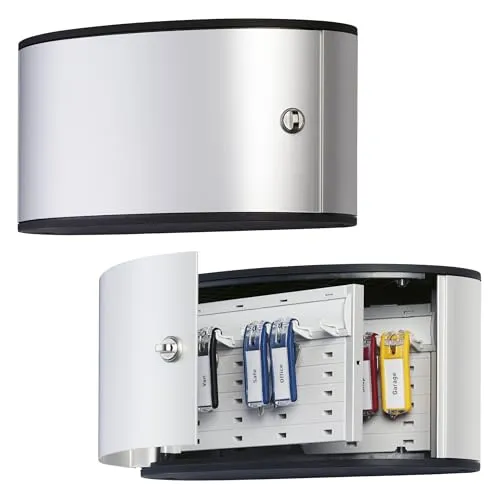Durable Schlüsselkasten Key Box 12 mit Drehverschluss - Praktischer Schlüsselschrank aus bruchfestem Polyamid mit 12 nummerierten Haken und einfacher Wandmontage. Ideal für eine übersichtliche Schlüsselorganisation.