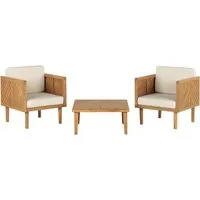 BELIANI Balkonset Hellbraun Akazienholz 3-teilig für 2 Personen - Gartenmöbel-Set aus robustem Akazienholz mit bequemen, abnehmbaren Kissen. Ideal für entspannte Stunden auf der Terrasse oder im Garten und bietet höchsten Komfort für 2 Personen.