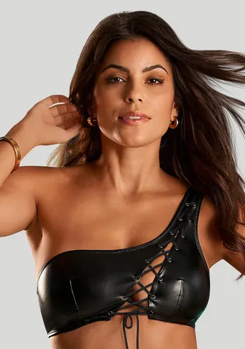 JETTE Bralette-BH aus weichem Material in Leder-Optik, sexy Dessous, Reizwäsche