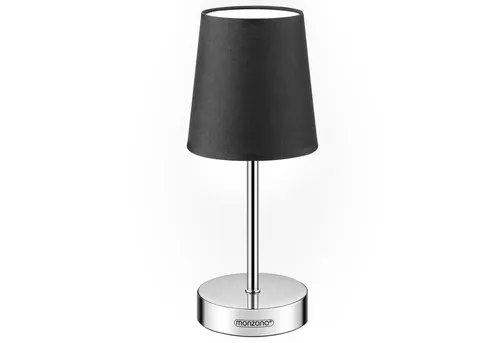 monzana Tischleuchte Lumiere, Leuchtmittel wechselbar, 32 cm Stoffschirm E14 Chrom Metall Wohnzimmer Büro Schlafzimmer