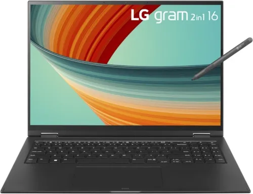 LG 16T90R-G 2in1 Notebook Tablet - Core i7, 16GB, 1TB, Schwarz - Vielseitiges 2-in-1 Notebook mit 360°-Touchdisplay und LG Stylus Pen für kreative Anwendungen. Ultraleicht und strapazierfähig, ideal für produktives Arbeiten.