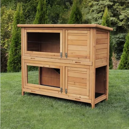 Miweba MyAnimal Hasenstall MH-20 - Doppelstockhaus für Kaninchen - Kleintiergehege & Käfige für draußen, geräumig und wetterfest, ideal für drinnen und draußen mit praktischem Zugang zur einfachen Reinigung.