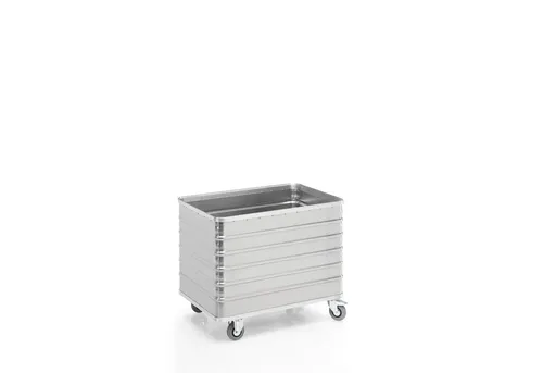 Transportwagen TW 415-B ohne Deckel - Aluminium Transportwagen, 415 l Volumen, 4-seitig geschlossen, ideal für den sicheren Transport von Waren.