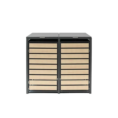 Westmann Metall Mülltonnenbox für 2 Mülltonnen, 240 l, anthrazit - Mülltonnenboxen - Elegante Verkleidung für 2 Mülltonnen, schützt vor Wind und Wetter und sorgt für einen aufgeräumten Außenbereich.