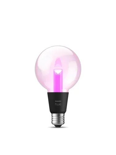 Hue G95 - Smarte E27 Lampe, handgeblasen aus kristallklarem Glas mit einzigartigem Lichteffekt