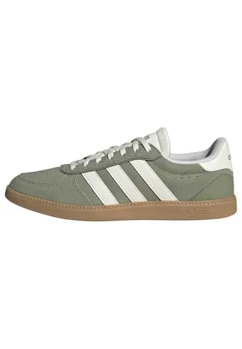 Adidas Damen BREAKNET Sleek Schuhe, Tent Green/Core White/Gum 3, Größe 40 2/3 EU - Stylische Sneaker mit regulärer Passform, Leder-Obermaterial und Gummiaußensohle für optimalen Tragekomfort und Alltagstauglichkeit.