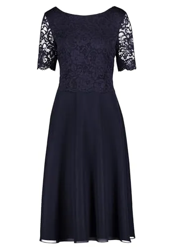 Vera Mont Damen 0113/4825 Partykleid Blau 42 - Cocktailkleid für Damen, aus hochwertigem Chiffon und Spitze, ideal für besondere Anlässe und festliche Veranstaltungen.