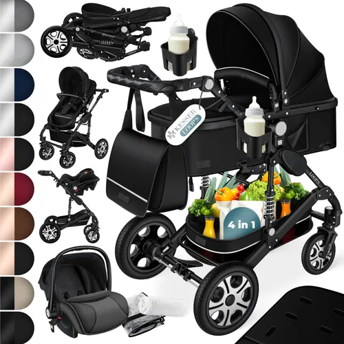 KESSER Loops 3 in 1 Kinderwagen - Kombikinderwagen Komplett-Set mit Babywanne, Buggy und Auto-Babyschale, inkl. Voll-Gummireifen und umfangreichem Zubehör
