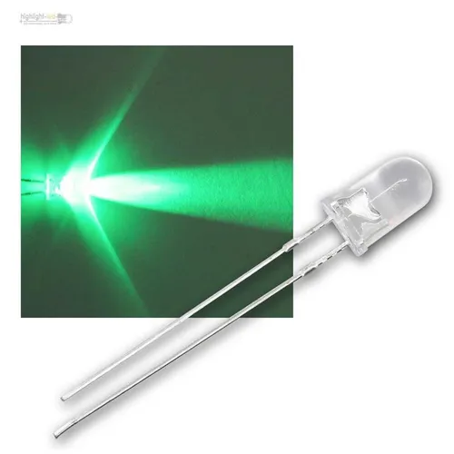 LED 5mm GRÜN, grüne LEDs wasserklar green groen vert verde, Leuchtdioden 25