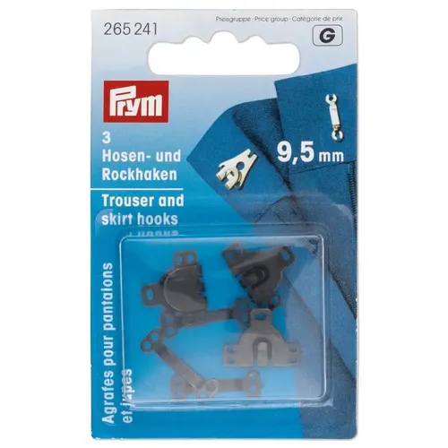 Hosen/Rockhaken und Stege MS 9,5 mm schwarz, Packung mit 3St, 265241, Prym