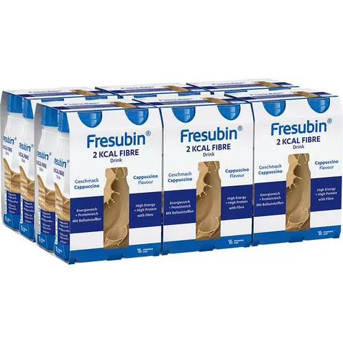 FRESUBIN 2 kcal Fibre Drink Cappuccino - Hochkalorische Trinknahrung - Arzneimittel: FRESUBIN 2 kcal Fibre Drink Cappuccino ist eiweißreich, ballaststoffarm und ideal für Menschen mit Appetitlosigkeit oder erhöhtem Energiebedarf. Genießen Sie 400 kcal pro Flasche!