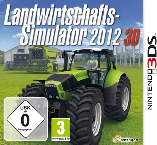Landwirtschafts-Simulator 2012 3D - Simulation für Nintendo 3DS mit authentischem Fuhrpark und dynamischem Tag-Nacht-Zyklus. Erleben Sie das Bauernleben in 3D und bewirtschaften Sie Ihre Felder mit verschiedenen Fruchtsorten.