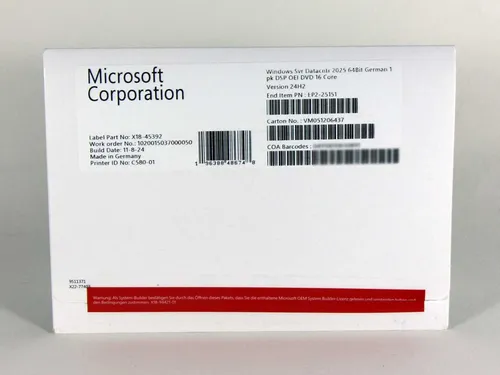 Windows 2025 Server Datacenter - Vollversion für 16 Cores - Software für Server, bietet höchste Leistung und Skalierbarkeit für Unternehmen.