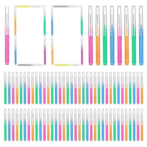GOUWEIBA 100 Stück Interdentalbürsten Zahnzwischenraumbürsten Zahnreinigung Zwischenräume mit Überzug, Zahnseide Mundhygiene Zahnzwischenraumreiniger Wiederverwendbar (Gemischte Farben)