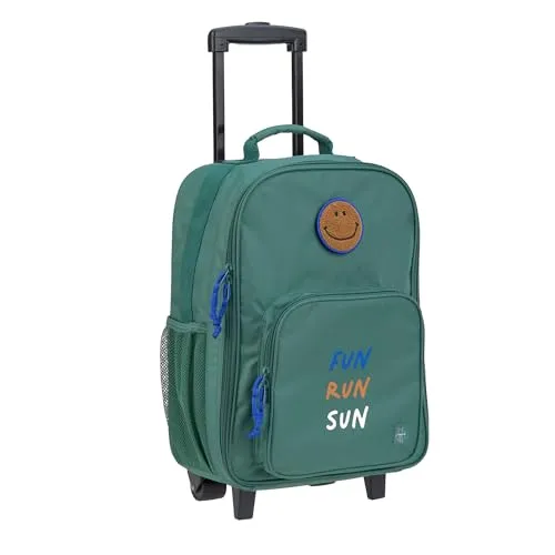 LÄSSIG Kinderkoffer Trolley - Wasserabweisender Reisekoffer mit Teleskopstange und Rollen, ideal für Reisen und Kurztrips in Dark Green