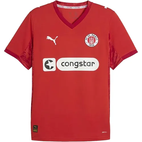 PUMA FC St. Pauli Fourth Trikot - Kurzarm 1. Bundesliga - Fußball-Fanartikel, atmungsaktives Trikot in rot, ideal für echte FC St. Pauli-Fans und 1. Bundesliga-Anhänger.