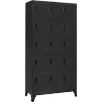vidaXL Schließfachschrank Anthrazit 90x40x180 cm Stahl - Werkstatteinrichtung mit 15 verschließbaren Fächern, ideal für Schulen und Büros. Langlebig aus Stahl, mit Lüftungsschlitzen und Namensschildhaltern für optimale Organisation.