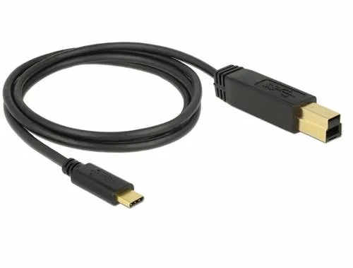 Delock USB-C Kabel USB-C Stecker, USB-B Stecker 1.00m Schwarz 83675