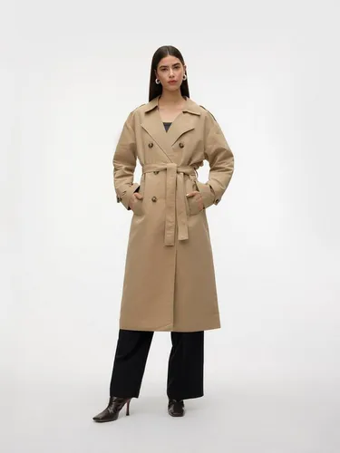 VERO MODA Damen VMCHLOE Long Trenchcoat NOOS, Silver Mink, XL - Damen-Mäntel mit elegantem Zweireiher und praktischen Seitentaschen für stilvolle Looks und Komfort.
