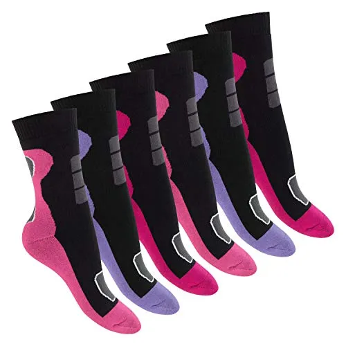 Footstar Damen Wintersocken (6 Paar) - Warme Thermo Socken für kalte Tage - 6 Paar Damen Sportsocken mit Thermo-Effekt, ideal für Outdoor und Ski-Urlaub. Ergonomische Schutzzonen und rutschfester Sitz für optimalen Komfort.