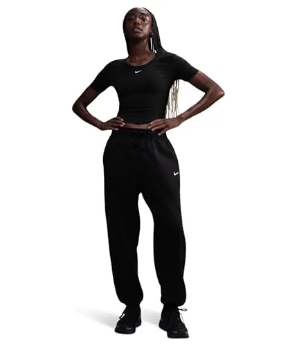 Nike Phoenix Oversized Sweathose Damen - Schwarz, Größe XL - Stylische Oversized Sweathose mit hohem Bund, Kordelzug und flauschig wärmender Innenseite; ideal für lässige Looks und höchsten Komfort.